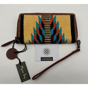 Myra Bag Southwestern‎ Aztec Woven Leather Zip Around Wristlet Wallet RFID